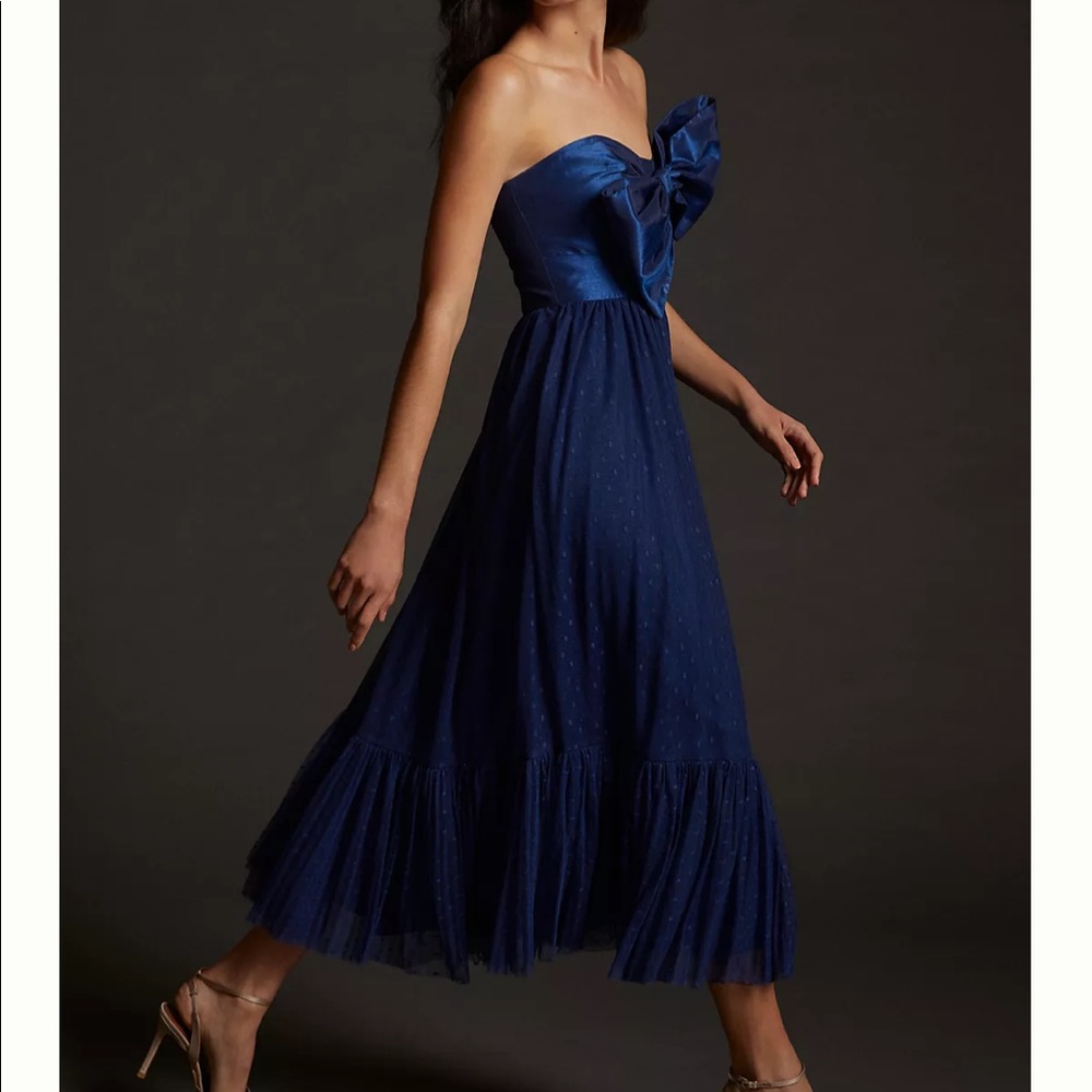 Tulle Bow-Tie Midi Dress ANTHROPOLOGIE